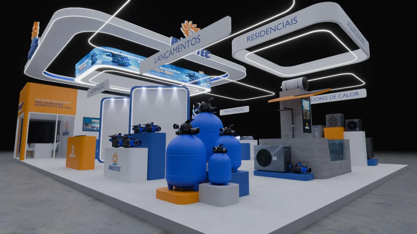 Render do projeto conceitual Brustec para Expo Lazer 2026, vista 2