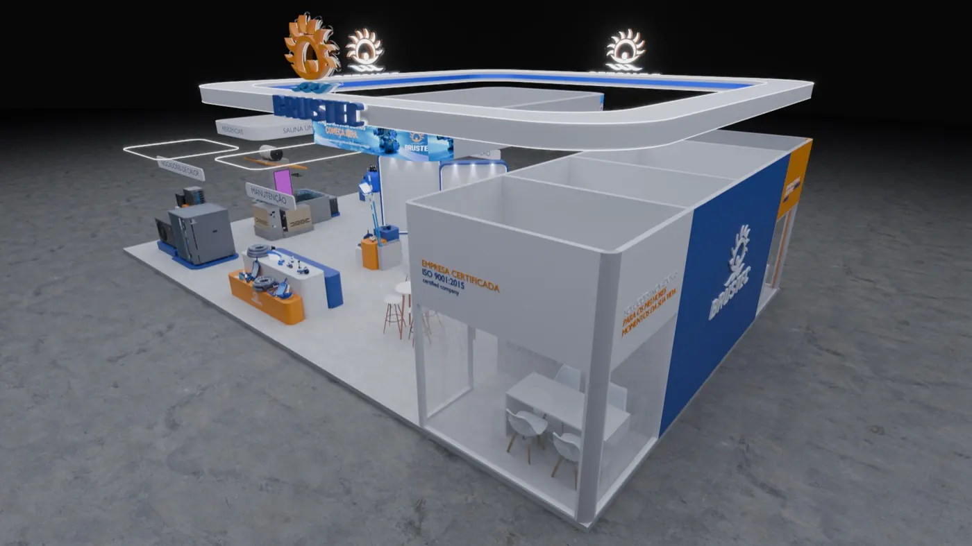 Render do projeto conceitual Brustec para Expo Lazer 2026, vista 3