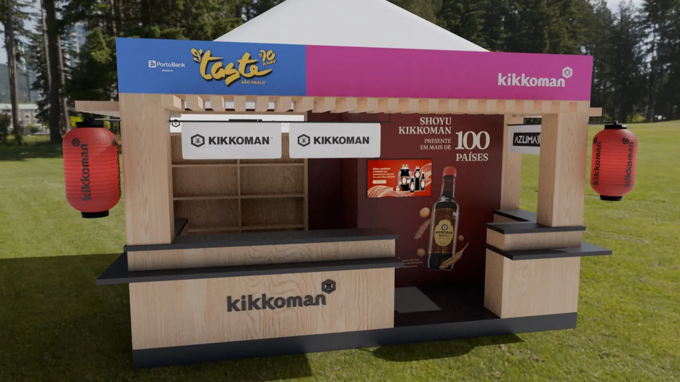 Render do projeto conceitual Kikkoman para Taste São Paulo Festival 2026, vista 1